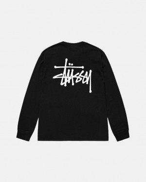 Stussy Basic Stüssy Pigment Dyed Ls Tee T-shirts Heren Zwart Belgium | DHZ-0893