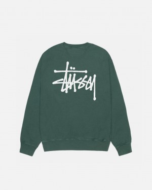 Stussy Basic Stussy Crew Pigment Dyed Sweatshirts Heren Groen Belgium | AMX-9726