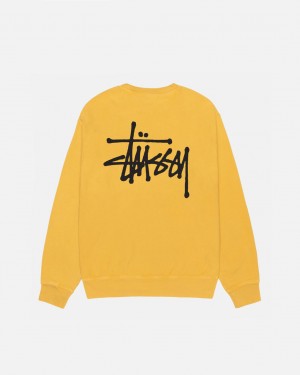 Stussy Basic Stussy Crew Pigment Dyed Sweatshirts Dames Geel Belgium | FML-2232