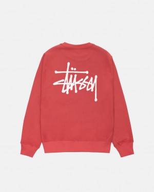 Stussy Basic Stussy Crew Sweatshirts Dames Rood Belgium | QQI-2628