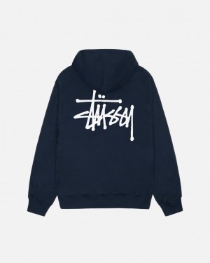 Stussy Basic Stussy Hoodie Hoodie Heren Donkerblauw Belgium | AYA-6242