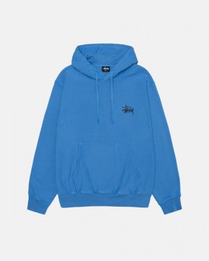 Stussy Basic Stussy Hoodie Pigment Dyed Hoodie Heren Blauw Belgium | XFZ-6544