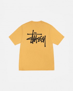 Stussy Basic Stussy Tee Pigment Dyed T-shirts Dames Geel Belgium | WSN-8882