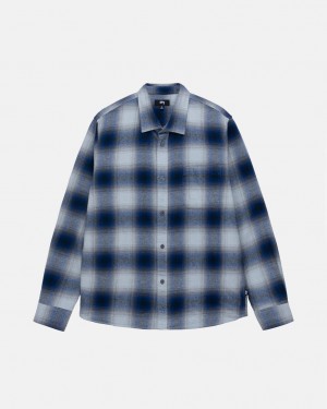 Stussy Bay Plaid Shirt Overhemd Dames Donkerblauw Belgium | PWK-1822