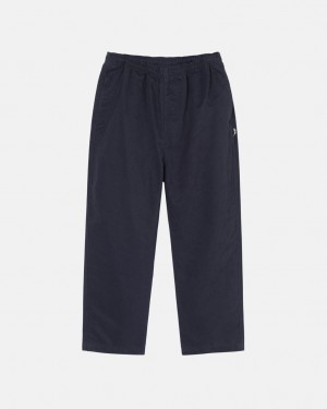 Stussy Beach Pant Brushed Katoenen Broek Heren Donkerblauw Belgium | CFC-0870