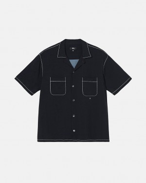 Stussy Contrast Pick Stitched Shirt Overhemd Heren Zwart Belgium | GNH-6638