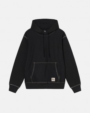 Stussy Contrast Stitch Label Hoodie Hoodie Dames Zwart Belgium | TBU-9017