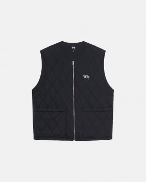 Stussy Diamond Gewatteerd Vest Vest Heren Zwart Belgium | RFV-8955