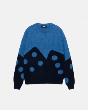 Stussy Dice Fuzzy Crew Trui Heren Blauw Belgium | DDX-9781