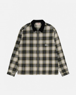 Stussy Frank Plaid Zip Shirt Overhemd Dames Donkergrijs Belgium | FXV-5028