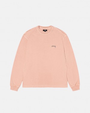 Stussy Lazy Ls Tee T-shirts Heren Lichtroze Belgium | QTG-2483