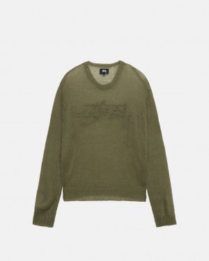 Stussy Loose Knit Trui Trui Dames Olijfgroen Belgium | NDO-4489