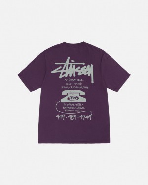 Stussy Old Phone Tee Pigment Dyed T-shirts Dames Paars Belgium | CZU-2441