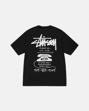 Stussy Old Phone Tee Pigment Dyed T-shirts Heren Zwart Belgium | VYJ-3535