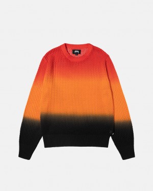 Stussy Pigment Dyed Loose Gauge Knit Trui Trui Heren Zwart Rood Belgium | ZWB-1690