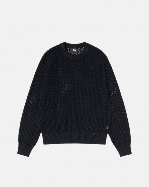 Stussy Pigment Dyed Loose Gauge Knit Trui Trui Dames Zwart Belgium | URC-2062