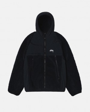 Stussy Sherpa Paneled Met Capuchon Jacket Jassen Heren Zwart Belgium | QDV-7388