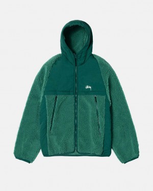 Stussy Sherpa Paneled Met Capuchon Jacket Jassen Heren Turquoise Belgium | MBW-3581