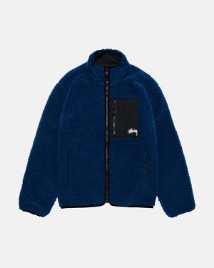 Stussy Sherpa Reversible Jacket Jassen Dames Blauw Belgium | SJO-0598