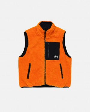 Stussy Sherpa Reversible Vest Vest Heren Geel Belgium | NAD-8384