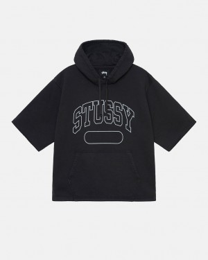 Stussy Ss Boxy Cropped Hoodie Hoodie Heren Zwart Belgium | SED-5835