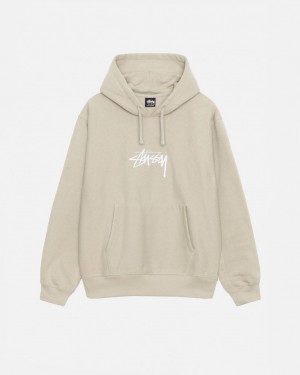 Stussy Stock Logo Applique Hood Sweatshirts Heren Khaki Belgium | IGU-8664