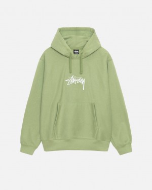 Stussy Stock Logo Applique Hood Sweatshirts Dames Groen Belgium | IEX-6722