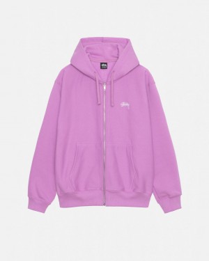 Stussy Stock Logo Zip Hood Sweatshirts Heren Paars Belgium | FZR-0353