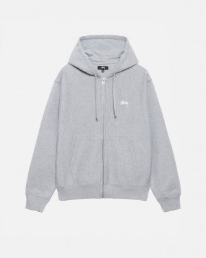 Stussy Stock Logo Zip Hoodie Hoodie Heren Grijs Belgium | OQU-1675