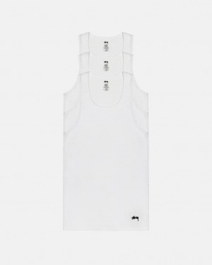 Stussy Stussy Tank Undershirt Overhemd Dames Wit Belgium | YVM-7944