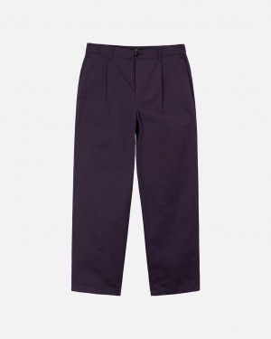 Stussy Twill Volume Geplooid Trouser Broek Heren Paars Belgium | GFI-1024