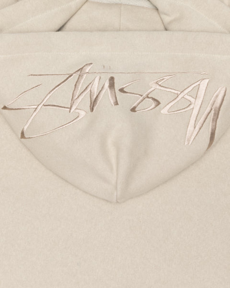 Stussy Back Hood Applique Hood Sweatshirts Heren Khaki Belgium | ZRB-7732