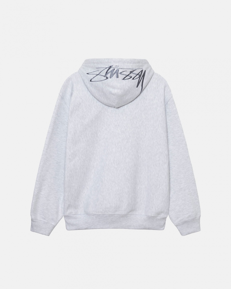 Stussy Back Hood Applique Hoodie Hoodie Heren Grijs Belgium | IEG-7443