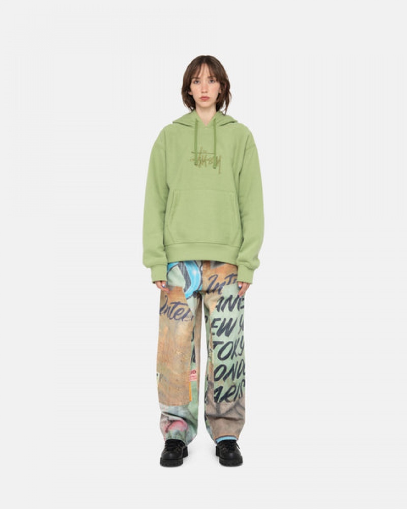 Stussy Basic Applique Hood Sweatshirts Dames Groen Belgium | YGS-0452