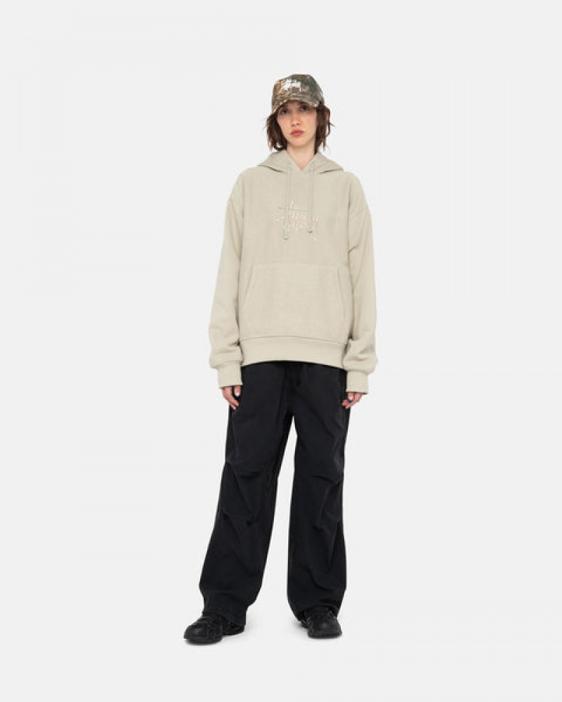 Stussy Basic Applique Hood Sweatshirts Dames Khaki Belgium | JAI-2777