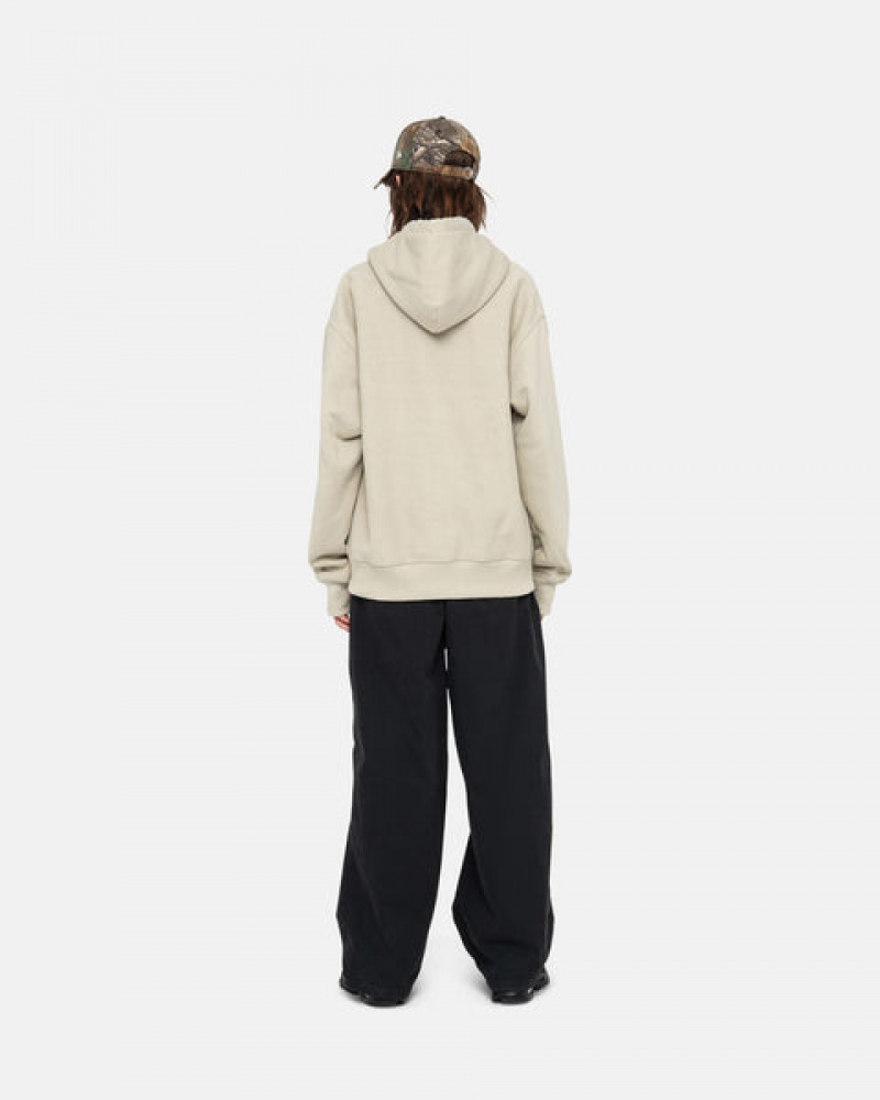 Stussy Basic Applique Hood Sweatshirts Dames Khaki Belgium | JAI-2777