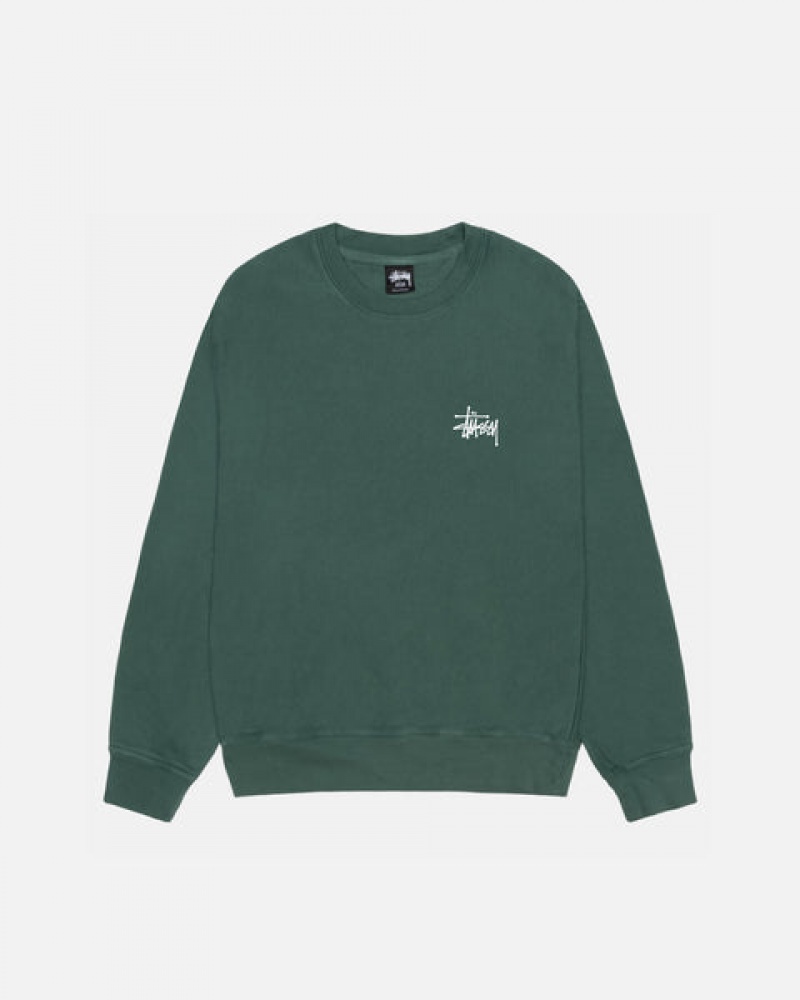 Stussy Basic Stussy Crew Pigment Dyed Sweatshirts Heren Groen Belgium | AMX-9726