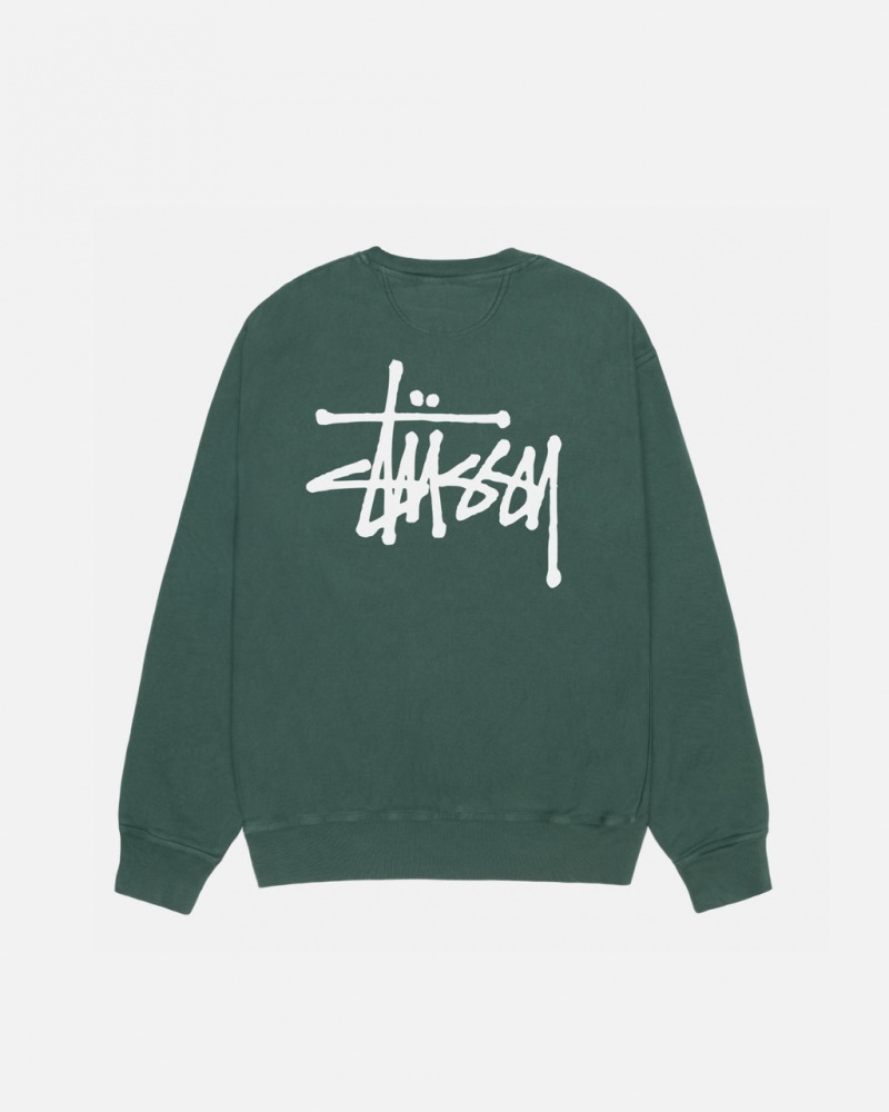 Stussy Basic Stussy Crew Pigment Dyed Sweatshirts Heren Groen Belgium | AMX-9726