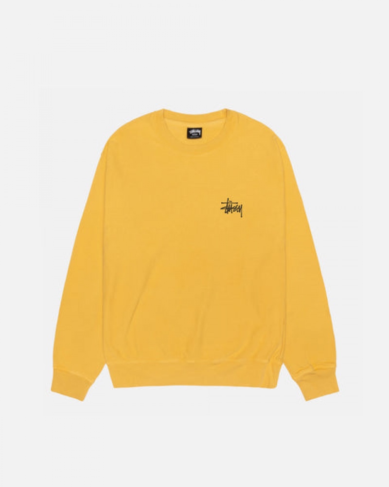 Stussy Basic Stussy Crew Pigment Dyed Sweatshirts Dames Geel Belgium | FML-2232