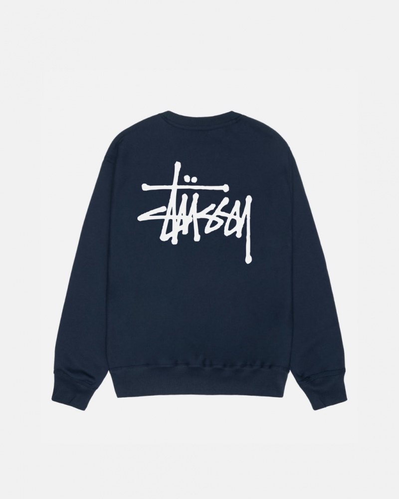 Stussy Basic Stussy Crew Sweatshirts Heren Donkerblauw Belgium | YWC-7387