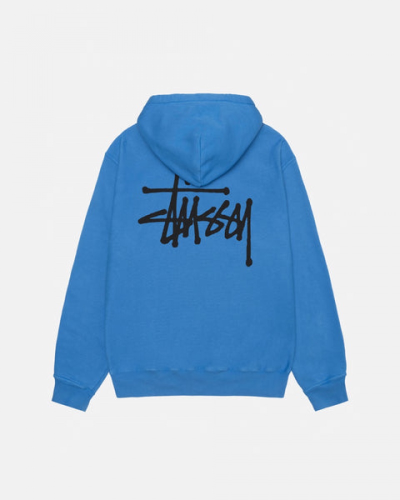 Stussy Basic Stussy Hoodie Pigment Dyed Hoodie Heren Blauw Belgium | XFZ-6544