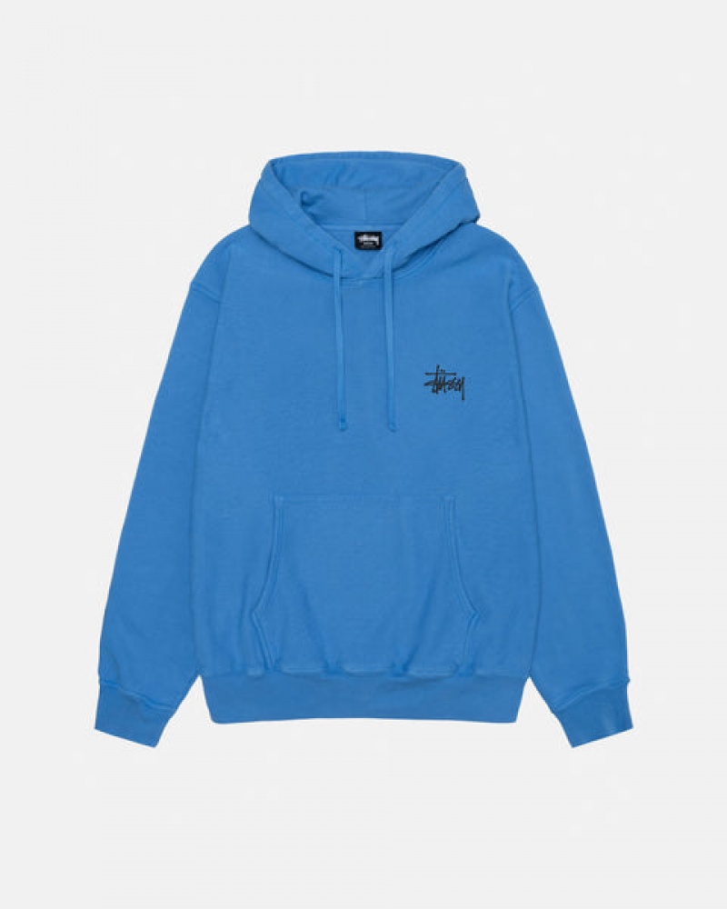 Stussy Basic Stussy Hoodie Pigment Dyed Hoodie Heren Blauw Belgium | XFZ-6544