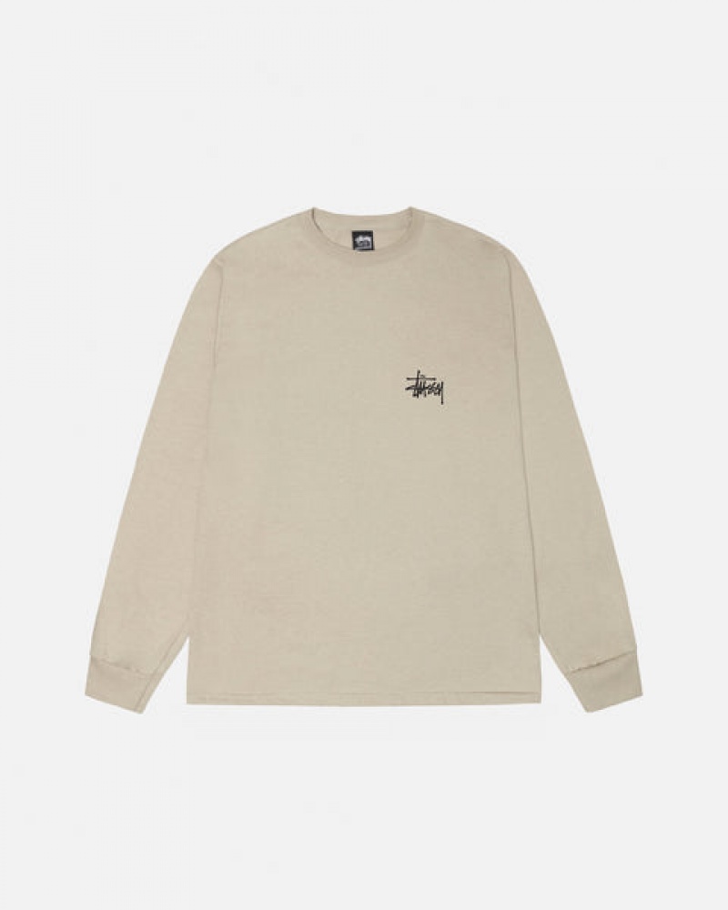 Stussy Basic Stussy Ls Tee T-shirts Heren Khaki Belgium | JEY-6267