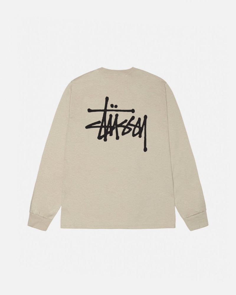 Stussy Basic Stussy Ls Tee T-shirts Heren Khaki Belgium | JEY-6267