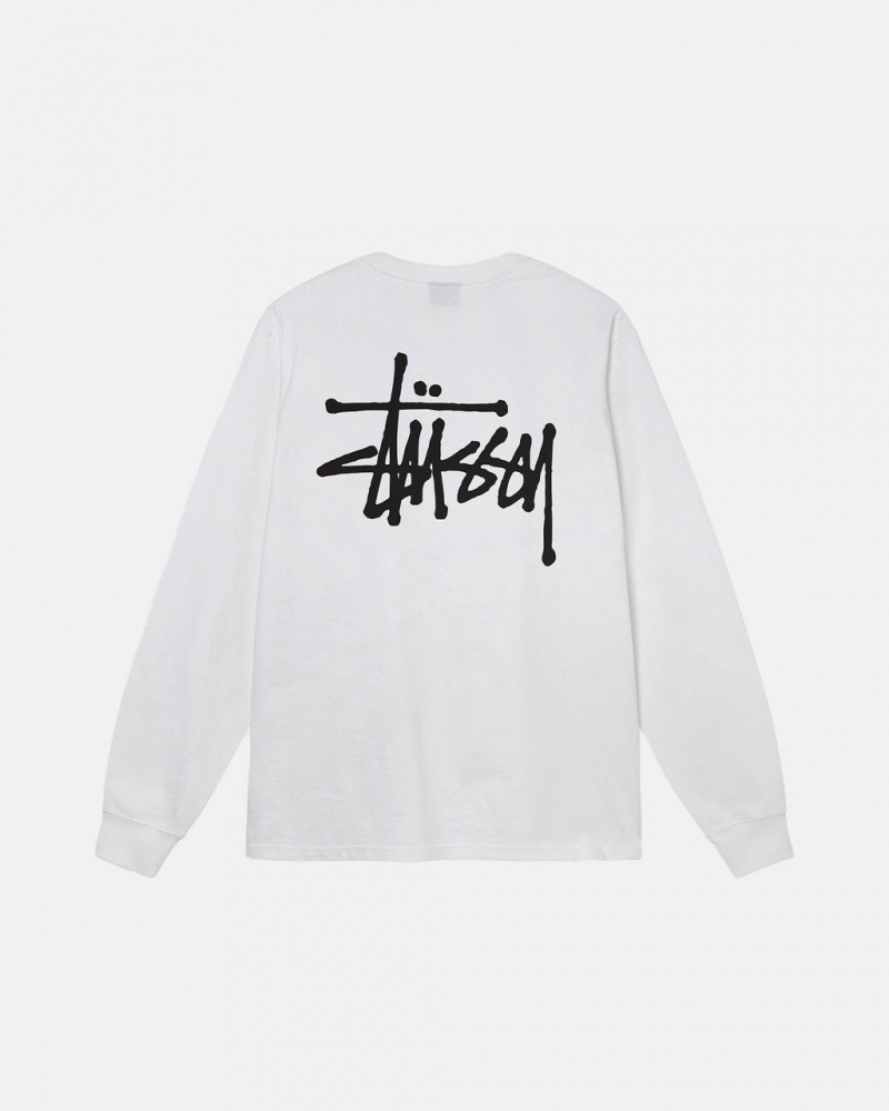 Stussy Basic Stussy Ls Tee T-shirts Heren Wit Belgium | ODA-4045