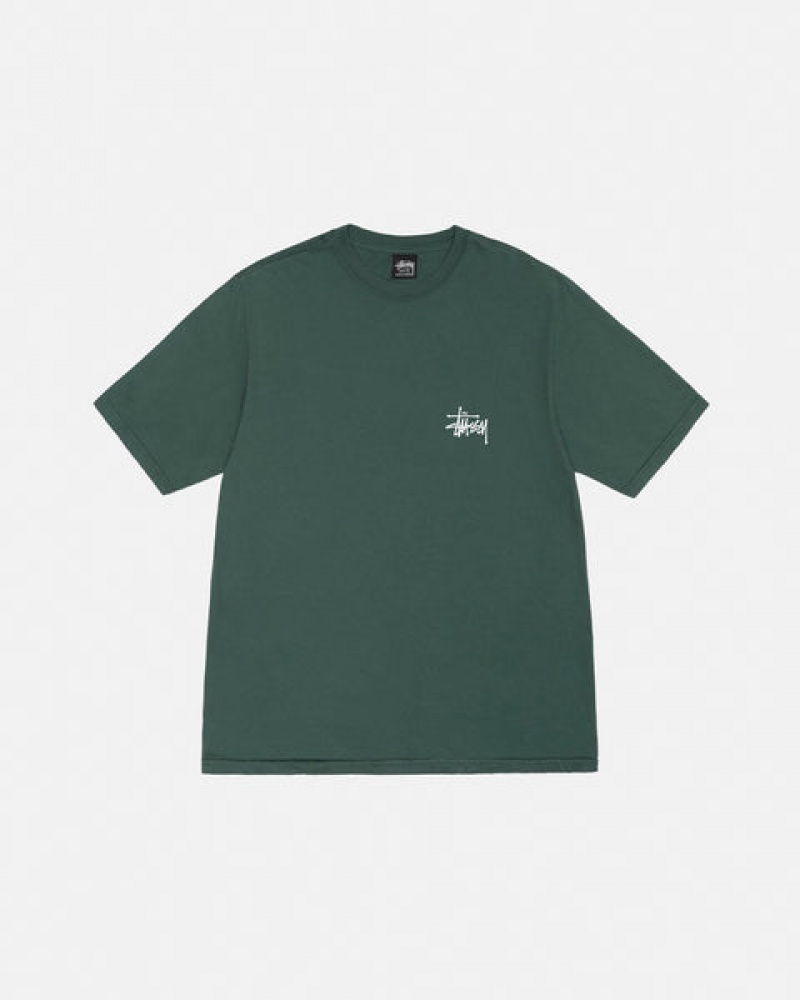 Stussy Basic Stussy Tee Pigment Dyed T-shirts Heren Groen Belgium | QTP-3849