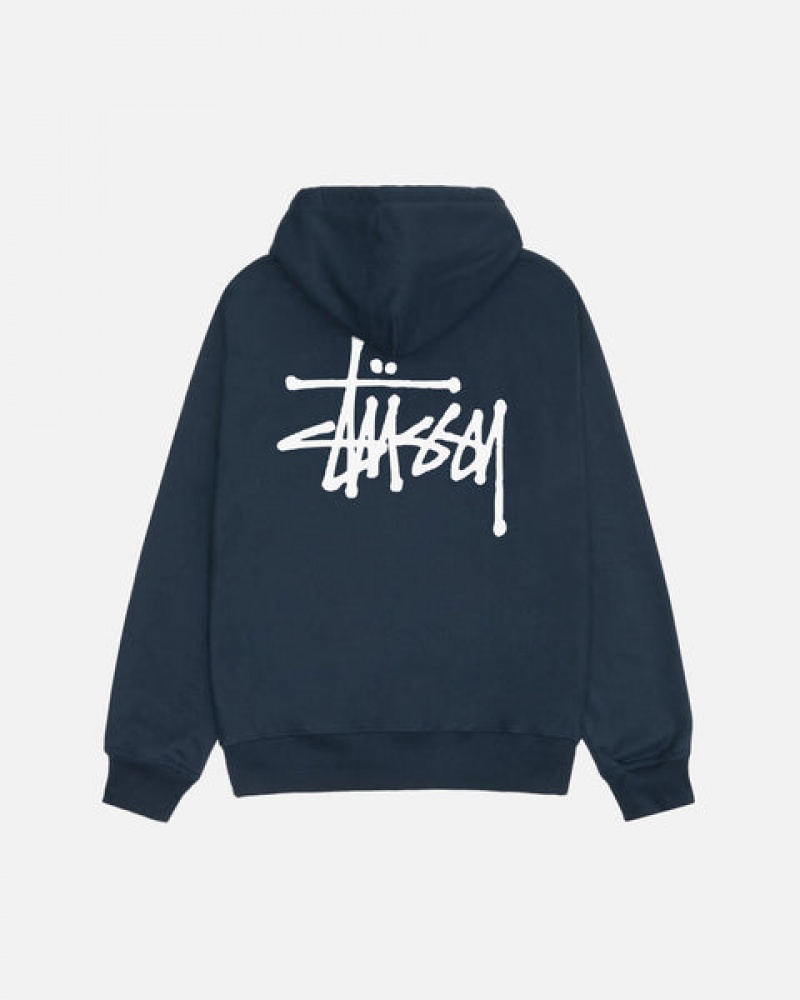 Stussy Basic Stussy Zip Hoodie Hoodie Dames Donkerblauw Belgium | ITH-0277