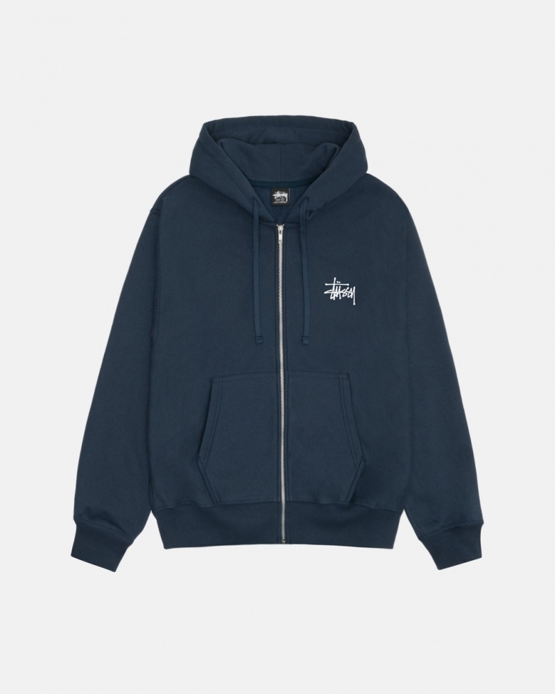 Stussy Basic Stussy Zip Hoodie Hoodie Dames Donkerblauw Belgium | ITH-0277