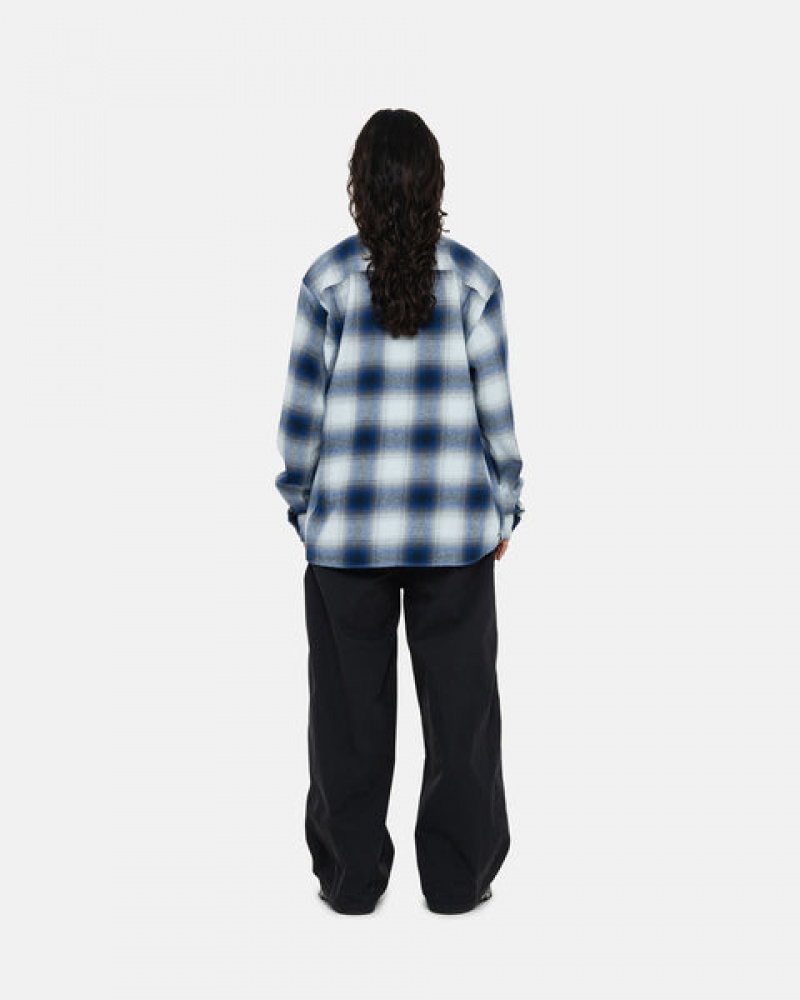 Stussy Bay Plaid Shirt Overhemd Dames Donkerblauw Belgium | PWK-1822