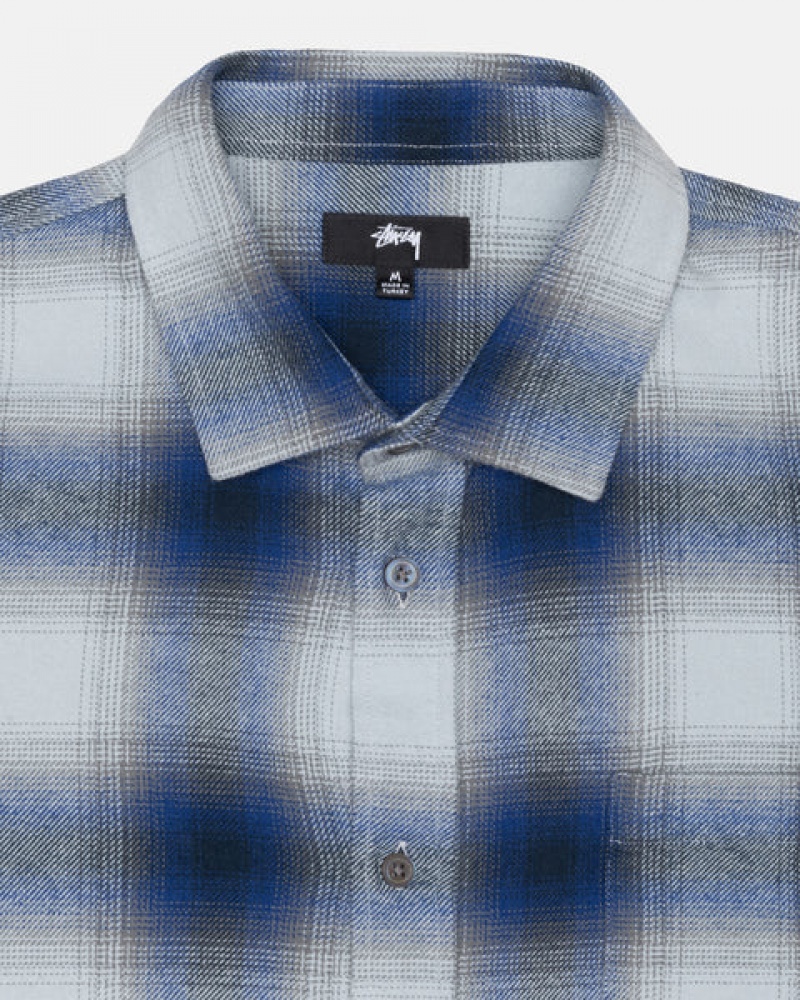 Stussy Bay Plaid Shirt Overhemd Dames Donkerblauw Belgium | PWK-1822